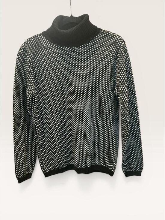 Karen Scott Sweaters - Karen Scott Black and White Knit Turtleneck Sweater Medium